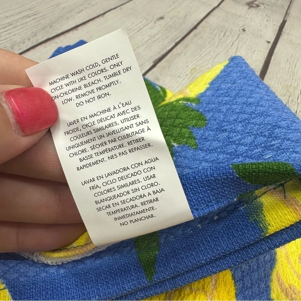 NWT Kate Spade new york Blue Yellow pineapple cotton Kitchen Towels 2pc tropical